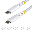 StarTech.com 5-Pack 3ft (91cm) White USB-C Charging Cable, 60W (3A) PD, Dual-Layer Braided Nylon/TPE Jacket, Rugged USB C Charging Cord, USB 2.0 Laptop Charger Cable