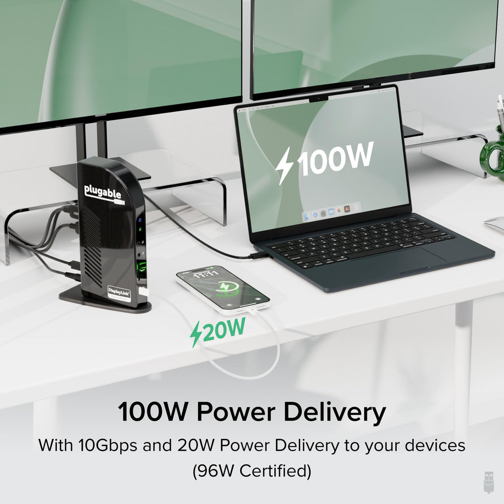Plugable Technologies UD-3900C4 laptop dock/port replicator Wired USB 3.2 Gen 2 (3.1 Gen 2) Type-C Black