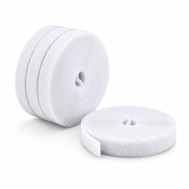 StarTech.com 4-pack 15ft (4.6m) Hook and Loop Roll, 0.5in Wide, White, Cut-to-Size Reusable Cable Ties, Fastener Tape, Adjustable Fabric Wraps, Bulk Roll