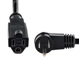 StarTech.com 1ft (30cm) Power Extension Cord, Right Angle NEMA 5-15P to NEMA 5-15R, 13A 125V, 16AWG, Black Computer Power Extension Cord, AC Outlet Extension Cable, UL Listed