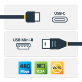 StarTech.com 6.6ft (2m) USB-C to Mini-USB Cable, Data Cord, USB 2.0, USB-C Data Transfer Cable
