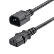 StarTech.com 2ft (60cm) Power Extension Cord, C14 to C13 PDU Power Cord, 10A 250V, 18AWG, Black Extension Cable, AC Power Cable for PDU/Power Supply, TAA Compliant, UL Listed