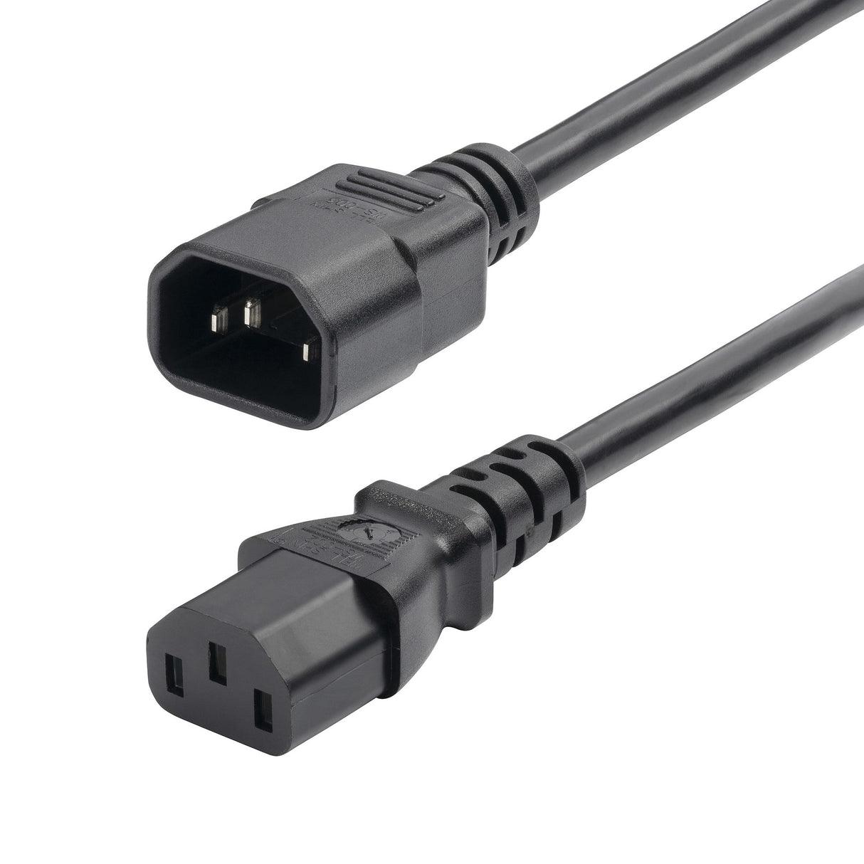 StarTech.com 2ft (60cm) Power Extension Cord, C14 to C13 PDU Power Cord, 10A 250V, 18AWG, Black Extension Cable, AC Power Cable for PDU/Power Supply, TAA Compliant, UL Listed