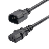 StarTech.com 2ft (60cm) Power Extension Cord, C14 to C13 PDU Power Cord, 10A 250V, 18AWG, Black Extension Cable, AC Power Cable for PDU/Power Supply, TAA Compliant, UL Listed