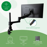 R-Go Tools Monitor arm R-Go Caparo Single, fully adjustable with gas spring, 3-9 kg load capacity, 100% circular, black