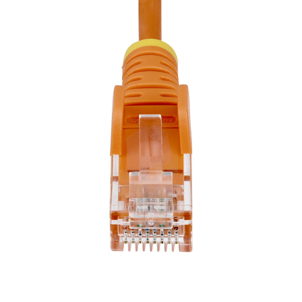 StarTech.com 9in Orange Slim CAT6 Ethernet Cable, Snagless, 100W PoE, UTP, LSZH, 28AWG Pure Bare Copper Wire, Slim RJ45 Network Patch Cord w/Strain Reliefs, Individually Tested