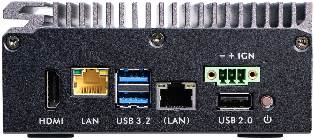 Shuttle Edge PC SPCEL03 , Intel Atom x6413E, 1x HDMI, 2x 2.5G LAN, 1x COM, DIO (4x in, 4x out), 3x USB, 2x M.2, 12-24V, fanless, 24/7, -20... 60°C, incl. VESA & DIN-RAIL mount