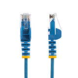 StarTech.com 6in Blue Slim CAT6 Cable, 10 Pack, Snagless, 100W PoE, UTP, LSZH, 28AWG Pure Bare Copper Wire, Slim RJ45 Network Patch Cord w/Strain Reliefs, Individually Tested