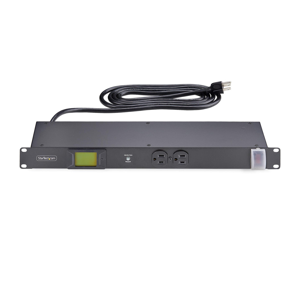 StarTech.com 8-Outlet Horizontal Rack Mount Metered PDU, 1U Server Power Strip w/Surge Protector, 125V/15A, 8ft (2.4m) Power Cable, Power Distribution Unit, TAA
