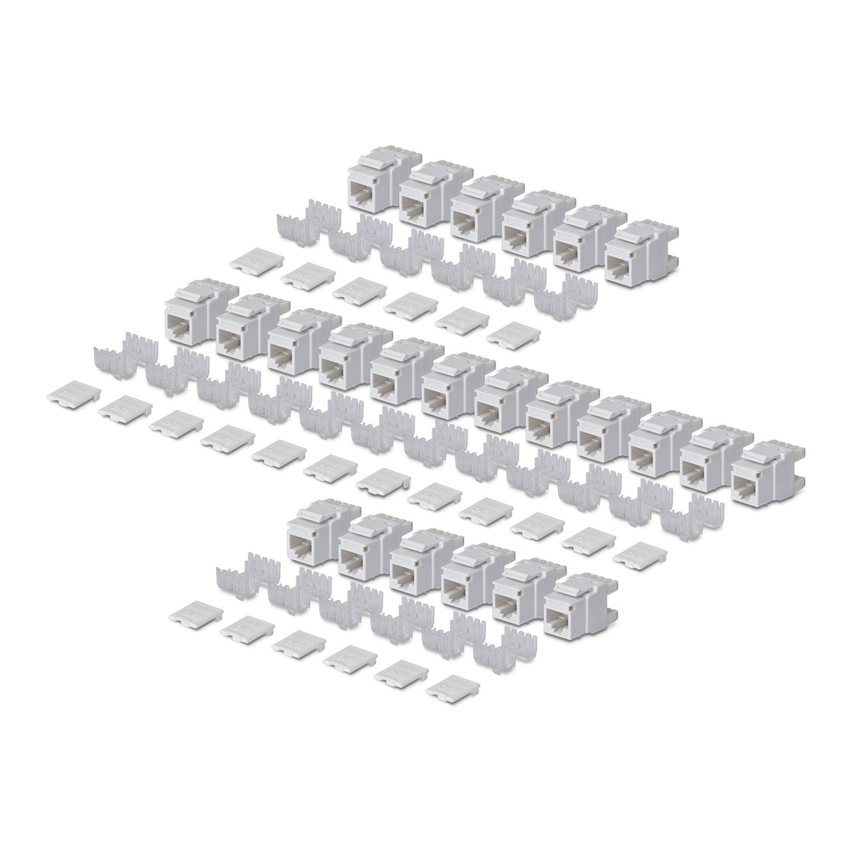 StarTech.com Cat6 Keystone Jack, 24-Pack RJ45 Ethernet Keystone Jacks, UTP Cat6 Wall Jack, 180-Degree 110 Punch Down, White