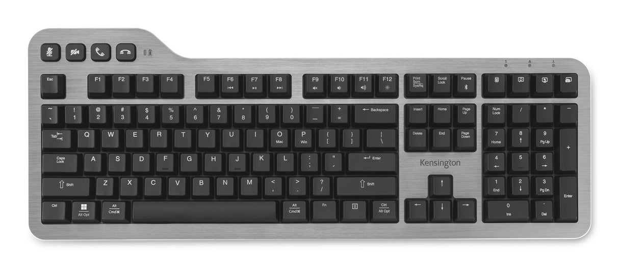 Kensington MK7500F QuietType Pro keyboard Home/Office USB + RF Wireless + Bluetooth QWERTY US English Aluminium, Black