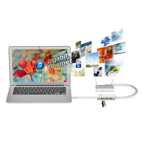j5create JCH471 USB-C™ Gigabit Ethernet & Hub Multi Adapter, Metallic Champagne