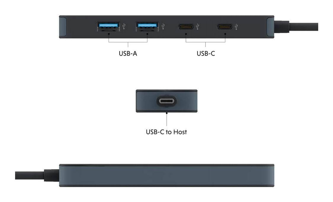 Targus HyperDrive Flex 4 Port USB-C Combo Hub USB 2.0 Type-C 5000 Mbit/s Black