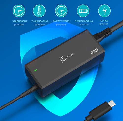 j5create JUP1265 power adapter/inverter Indoor 65 W Black