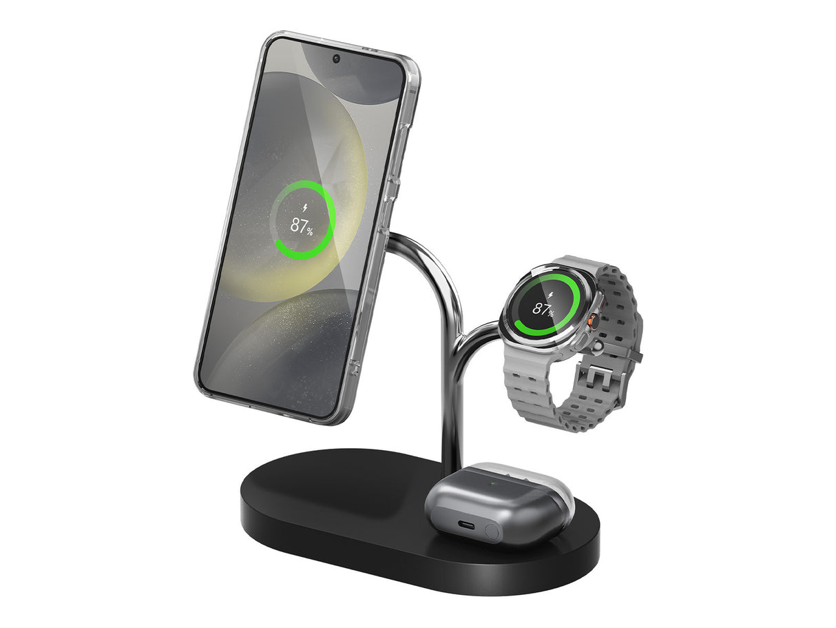 Samsung GP-PWU024WIABW mobile device charger Headset, Smartphone, Smartwatch Black, Silver USB Wireless charging Indoor
