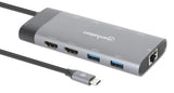Manhattan USB-C Dock/Hub, Ports (x10): Ethernet, HDMI (x2 8k), USB-A (x5) and USB-C (x2), With Power Delivery (100W) to USB-C Port (Note additional USB-C wall charger and USB-C cable needed), USB 3.2 Gen 2, All Ports can be used at the same time...