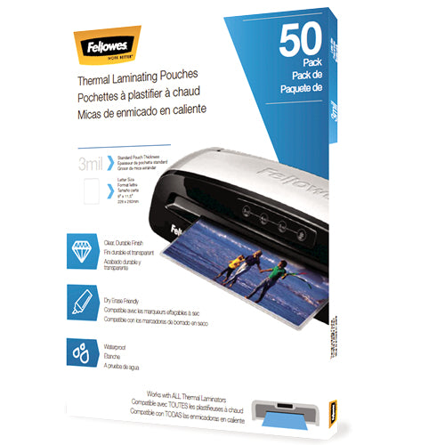 Fellowes Thermal Laminating Pouches - Letter, 3mil, 50 pack