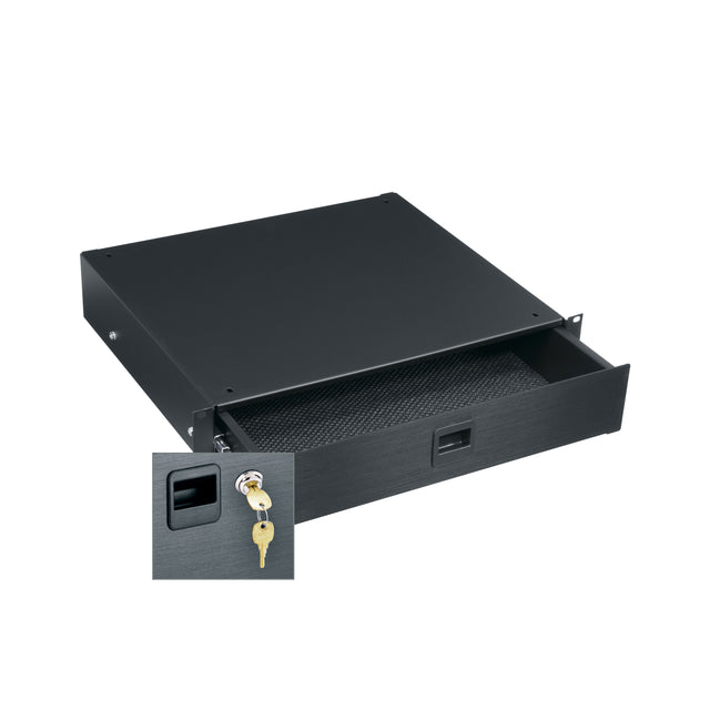 Middle Atlantic 2 RU Rackmount Drawer, Black Brushed and Anodized with Lock