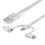 StarTech.com 6ft (1.8m) USB Multi-Charging Cable, USB-A to Lightning/USB-C/Micro-USB, Apple MFi Certified, Braided Nylon Jacket; USB 3-in-1 Charger Cable/Cord
