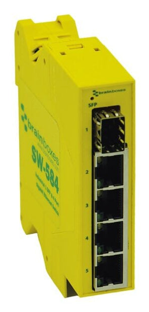 Brainboxes SW-584 network switch Unmanaged Gigabit Ethernet (10/100/1000) Yellow