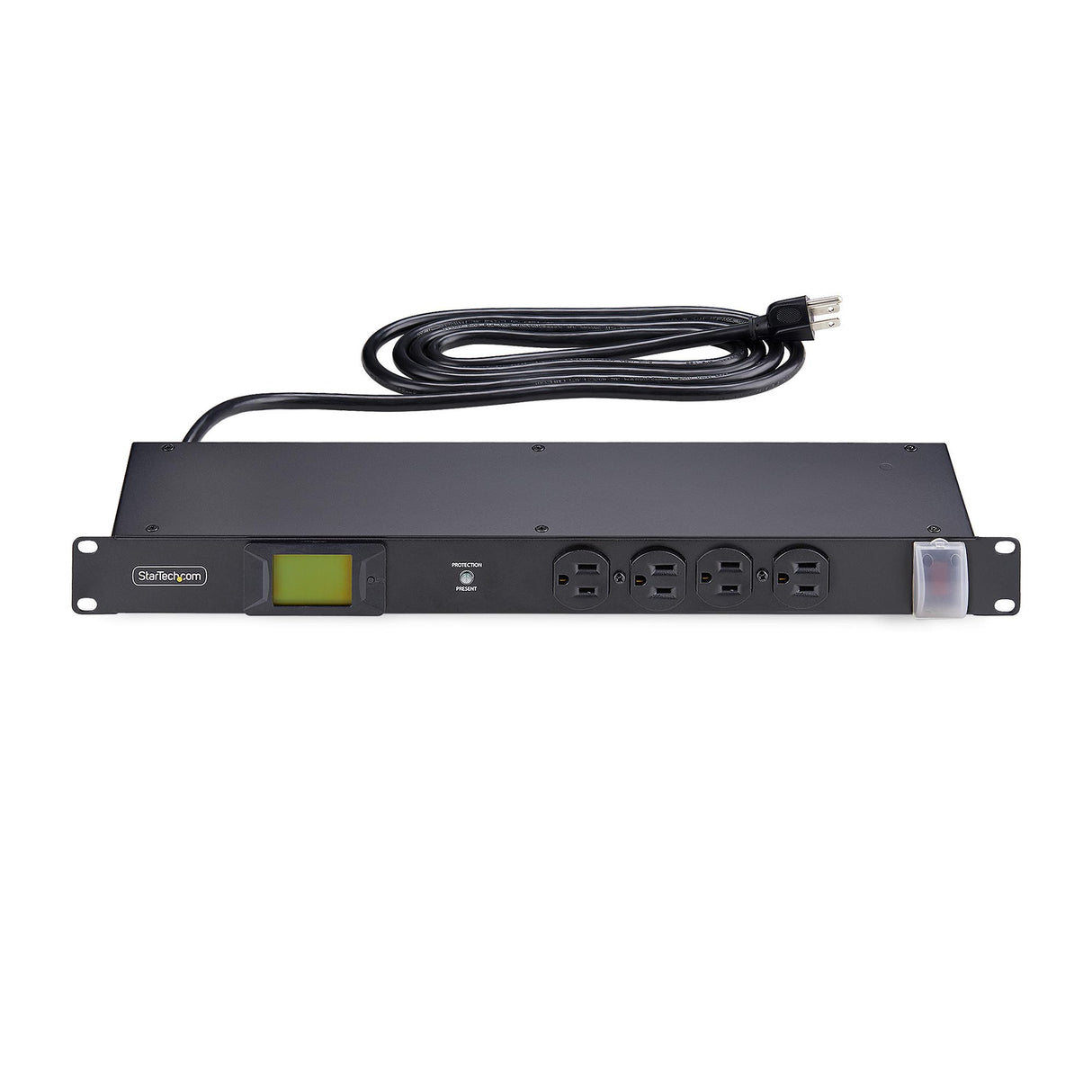 StarTech.com 16-Outlet Horizontal Rack Mount Metered PDU, 1U Server Power Strip w/Surge Protector, 125V/15A, 8ft (2.4m) Power Cable, Power Distribution Unit, TAA
