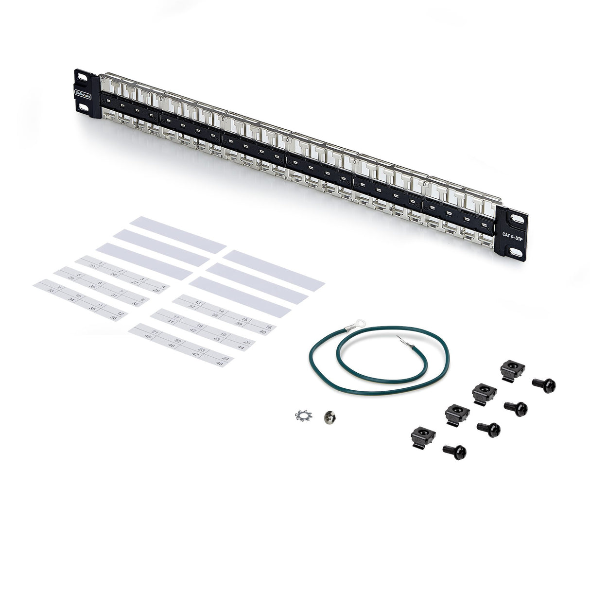 StarTech.com 48 Port 1U Blank Keystone Patch Panel, Rackmount Cat6 Patch Panel for RJ45 STP Ethernet Network Jacks