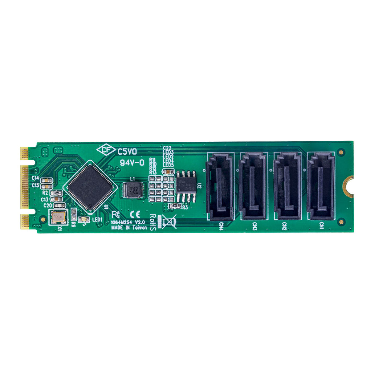 StarTech.com 4-Port M.2 to SATA Adapter Card, M.2 PCIe 3.0 to SATA HDD/SSD Expansion Card, ASM1064 Chipset, M.2 NVMe to 4x HDD/SSD for Windows/macOS/Linux, TAA