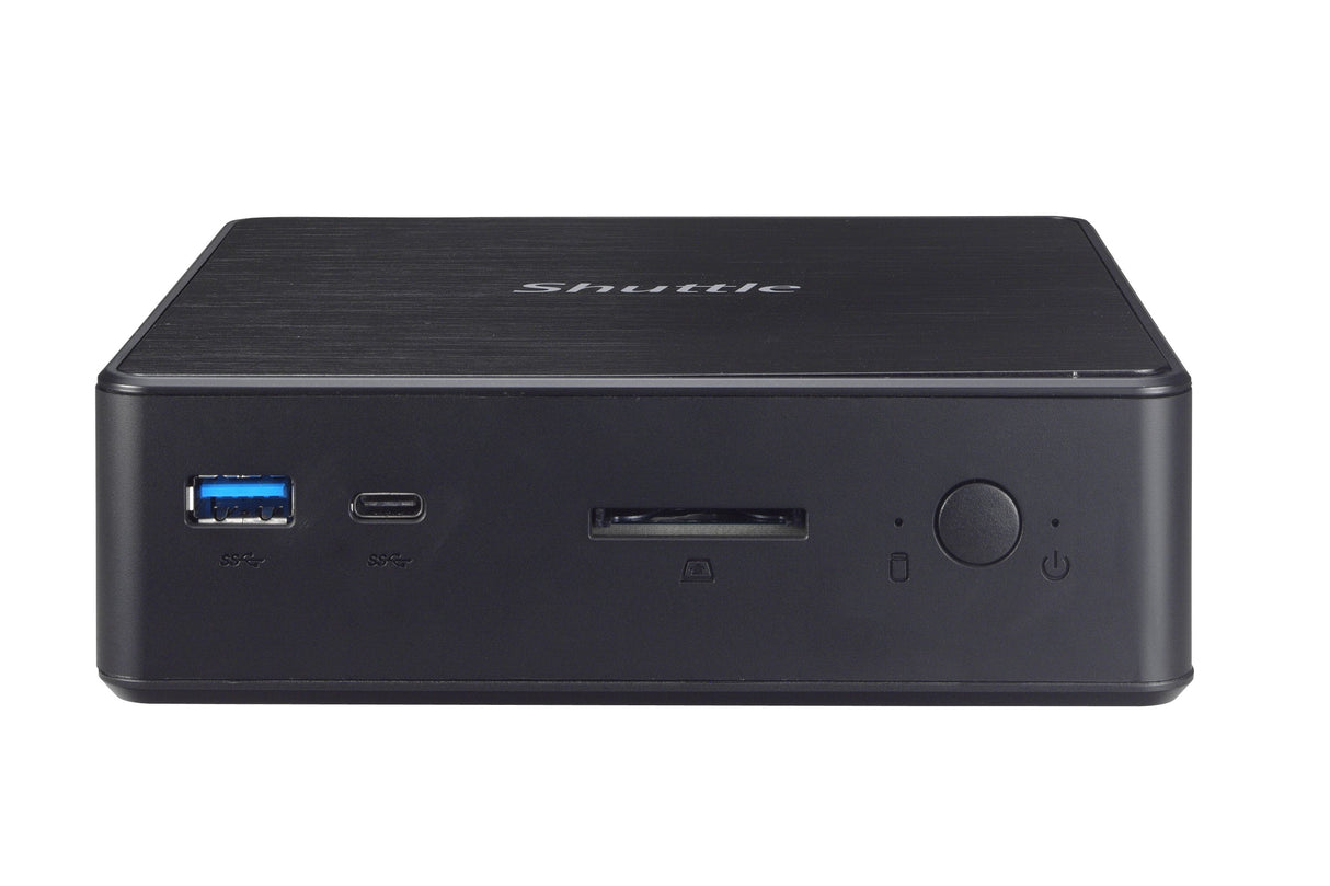 Shuttle Nano PC NC10U , Intel Celeron 4205U, 1x HDMI, 1x DP, 1x 2.5" bay, 1x M.2, 1x LAN, 1x COM, Wifi, 24/7 permanent operation, incl. VESA & Stand