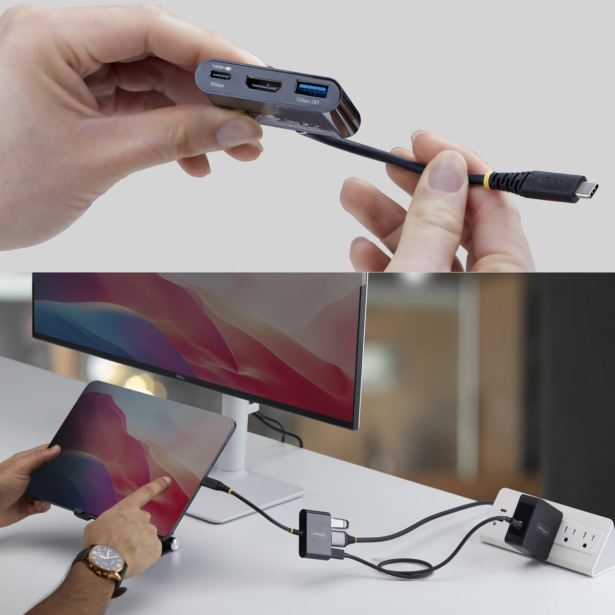 StarTech.com USB-C to HDMI Multiport Adapter with 140W PD Charging, 4K 60Hz HDMI, USB 5Gbps Hub, Mini Dock For MacBook / Dell / Thinkpad / HP / iPad / Tablets