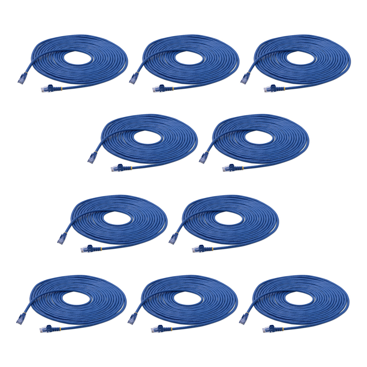 StarTech.com 25 ft. CAT6 Ethernet cable - 10 Pack - Blue CAT6 Patch Cord - Snagless RJ45 Connectors - 24 AWG Copper Wire – UTP Ethernet Cable