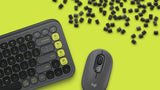 Logitech POP Icon Combo keyboard Mouse included Universal Bluetooth QWERTY English Granite, Green