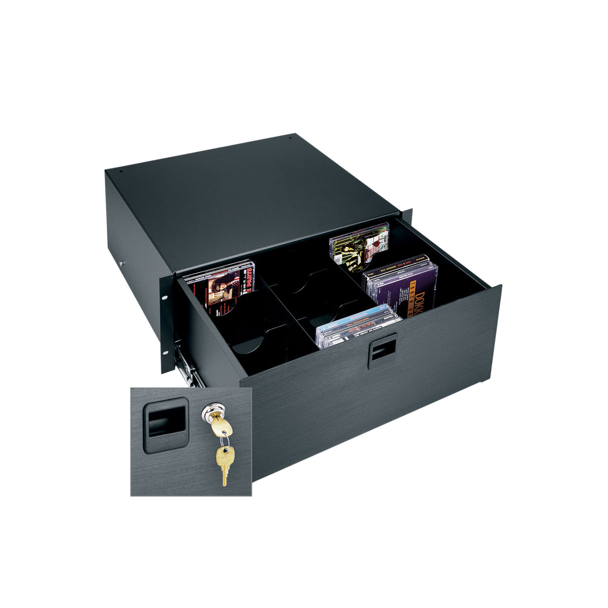 Middle Atlantic 4 RU Rackmount Drawer, Black Brushed and Anodized with Lock