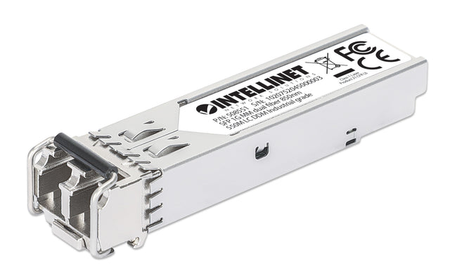 Intellinet Industrial Gigabit Fiber SFP Optical Transceiver Module 1000Base-SX (LC) Multi-Mode Port, 550 m, MSA-compliant for Maximum Compatibility, Silver