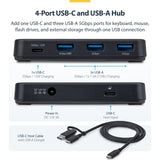 StarTech.com 4-Port USB-C and USB-A Hub, 5Gbps, Self-Powered, 2-in-1 USB-C and USB-A Host Cable, 1x USB-C and 3x USB-A (1x BC 1.2), 36W Power Adapter Included