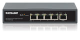 Intellinet 5-Port Gigabit Switch with PoE Passthrough, One IEEE 802.3bt (PoE++ / 4PPoE) PD PoE Port with 95 W Power Input, Four PSE PoE ports, PoE Power Budget up to 65 W, IEEE 802.3at/af Compliant Output, Desktop, Wall-mount Option
