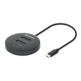 Manhattan Dual-Bay M.2 NVMe SSD Clone Station, Drive Dock for Duplication or Access, Integrated USB-C Cable, 10 Gbps SuperSpeed+ USB (USB 3.2 Gen 2), For 2230/2242/2260/2280/22110 SSDs with M Key or B+M Key, Black