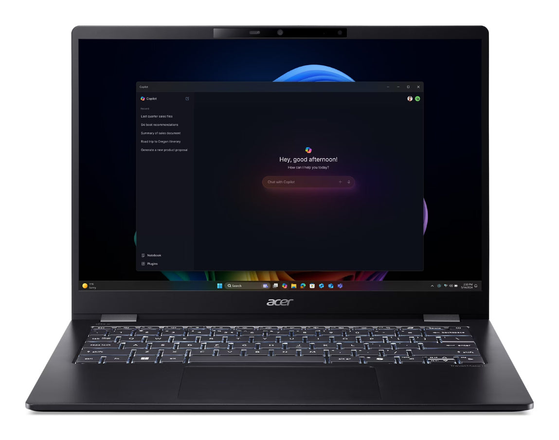 Acer TravelMate P6 14 AI TMP614-54-56PB Copilot+ PC Intel Core Ultra 5 226V Laptop 35.6 cm (14") WQXGA+ 16 GB LPDDR5x-SDRAM 1 TB SSD Wi-Fi 7 (802.11be) Windows 11 Pro Black