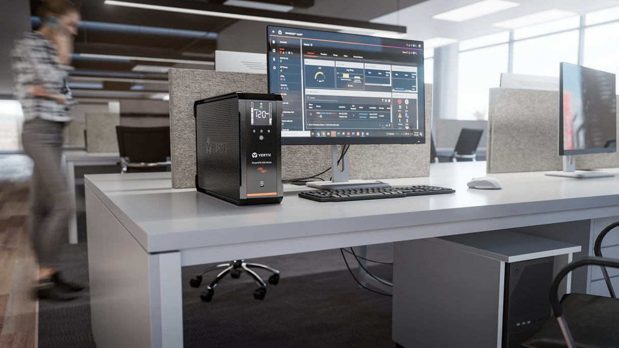 Vertiv PowerUPS 200 Line Interactive PSA6-1000LVT, 1000VA/625W, AVR, USB Charging, Color LCD, User-Replaceable Battery, 8 NEMA Outlets, Three-Year Warranty