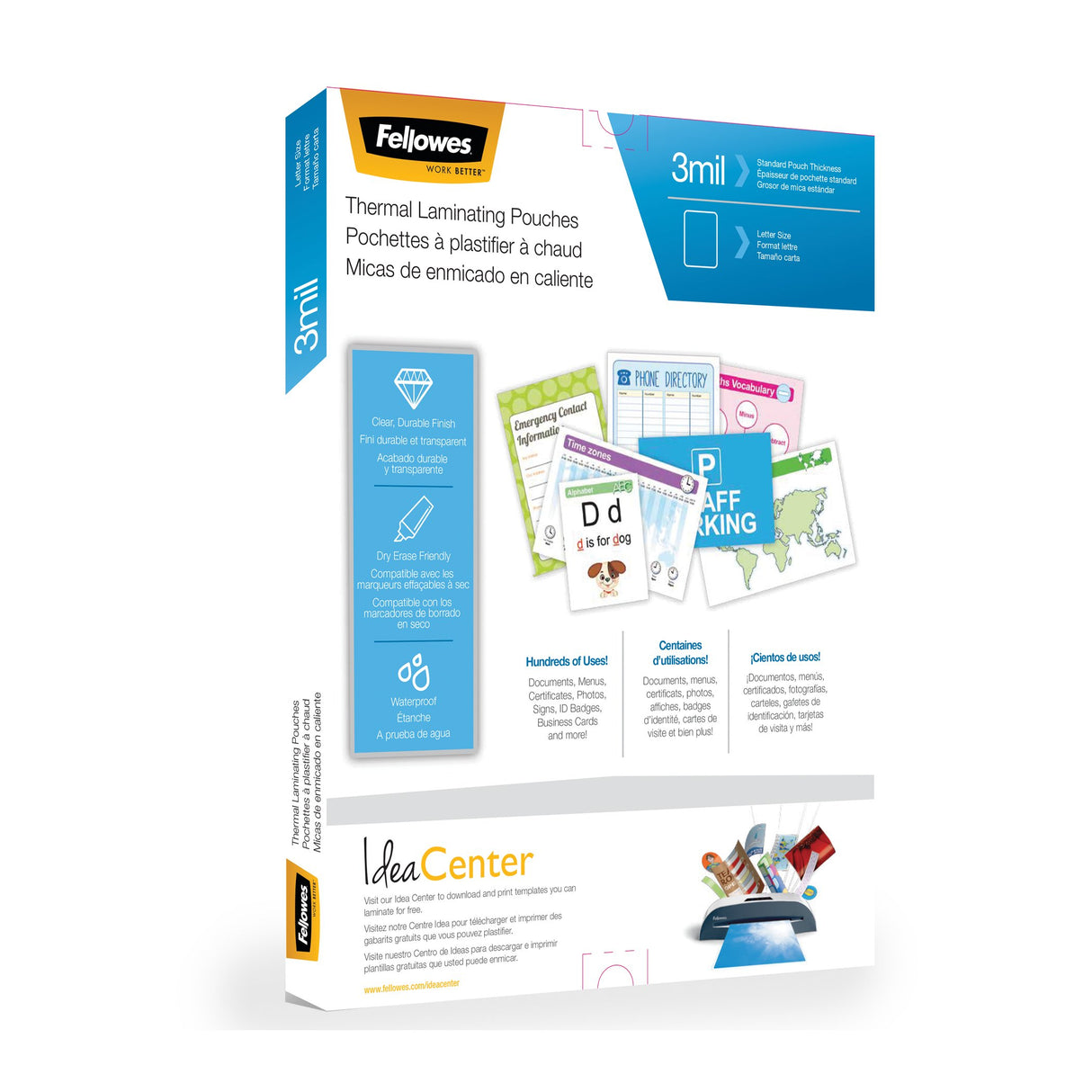 Fellowes Thermal Laminating Pouches - Letter, 3mil, 50 pack