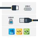 StarTech.com 3ft (1m) USB-B to USB-C Cable, USB 10Gbps, Data Cord, USB 3.2 Gen 2, USB-C Data Transfer Cable