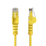 StarTech.com 15ft Yellow Slim CAT6 Ethernet Cable, Snagless, 100W PoE, UTP, LSZH, 28AWG Pure Bare Copper Wire, Slim RJ45 Network Patch Cord w/Strain Reliefs, Individually Tested