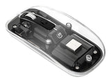 Manhattan Transparent Rechargeable Wireless Mouse, Clear/Black, Adjustable 800/1200/1600dpi, With RGB LED light, 2.4Ghz (effective range up to 10m), USB, Optical, Ambidextrous, Four Button with Scroll Wheel, Slim Design, USB-A micro receiver...