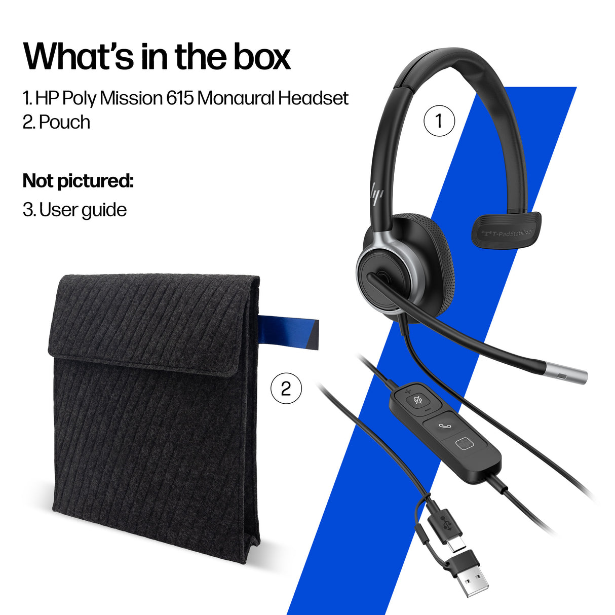 HP Poly Mission 615 Monaural USB Wired Headset