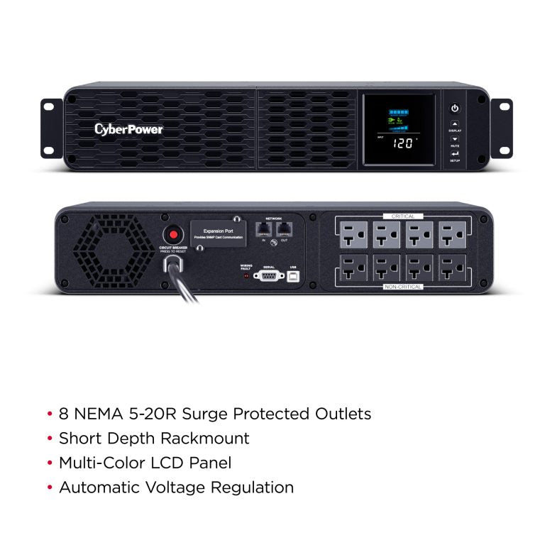 CyberPower CP2000PFCRM2U uninterruptible power supply (UPS) Line-Interactive 2 kVA 1200 W 8 AC outlet(s)