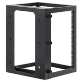 Intellinet Wall Mount Open Frame Network Rack, 15U, Rear-hinged Swing Frame, Assembled, 4-Post, 23.6 in., Black RAL 9004