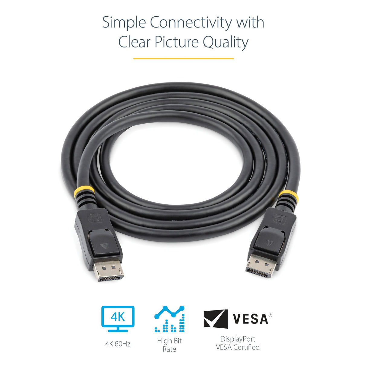 StarTech.com 50cm (1.6ft) DisplayPort 1.2 Cable - 4K x 2K Ultra HD VESA Certified DisplayPort Cable - Short DP to DP Cable for Monitor - Slim DP Video/Display Cord - Latching DP Connectors