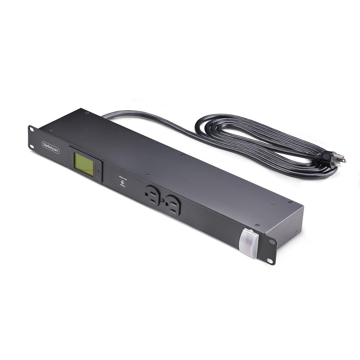 StarTech.com 8-Outlet Horizontal Rack Mount Metered PDU, 1U Server Power Strip w/Surge Protector, 125V/15A, 8ft (2.4m) Power Cable, Power Distribution Unit, TAA