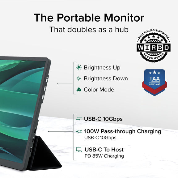 Plugable Technologies USBC-PDMON portable TV/monitor Portable monitor Black 39.6 cm (15.6") LCD 1920 x 1080 pixels