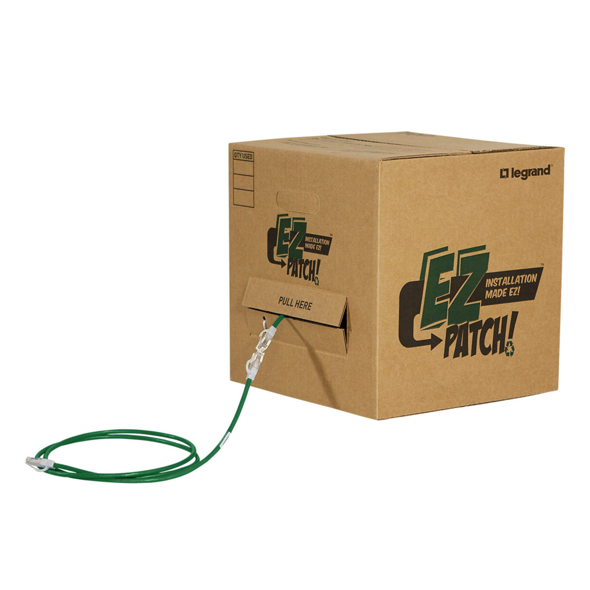 Legrand EZ Patch Box, CAT6 7 ft, Green, Qty 50