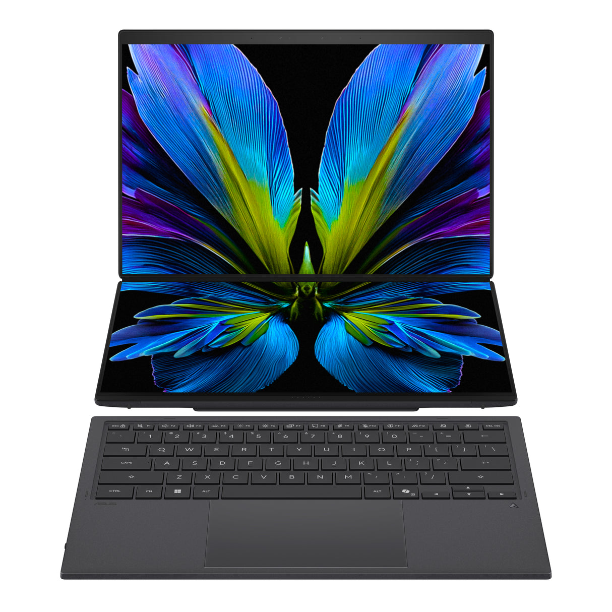 ASUS Zenbook Duo UX8407AA-DS71T-CA Intel Core Ultra 7 355 Hybrid (2-in-1) 35.6 cm (14") Touchscreen 3K 32 GB LPDDR5x-SDRAM 1 TB SSD Wi-Fi 7 (802.11be) Windows 11 Home Grey